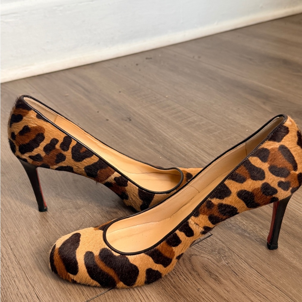 Christian Louboutin Leopard Pony Hair Pumps – Red Sole – Size 38.5
